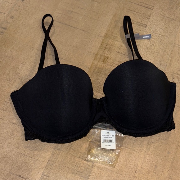 Aerie Strapless Convertible Bra Black 34C NWT NEW Clear Straps Summer - Picture 1 of 5